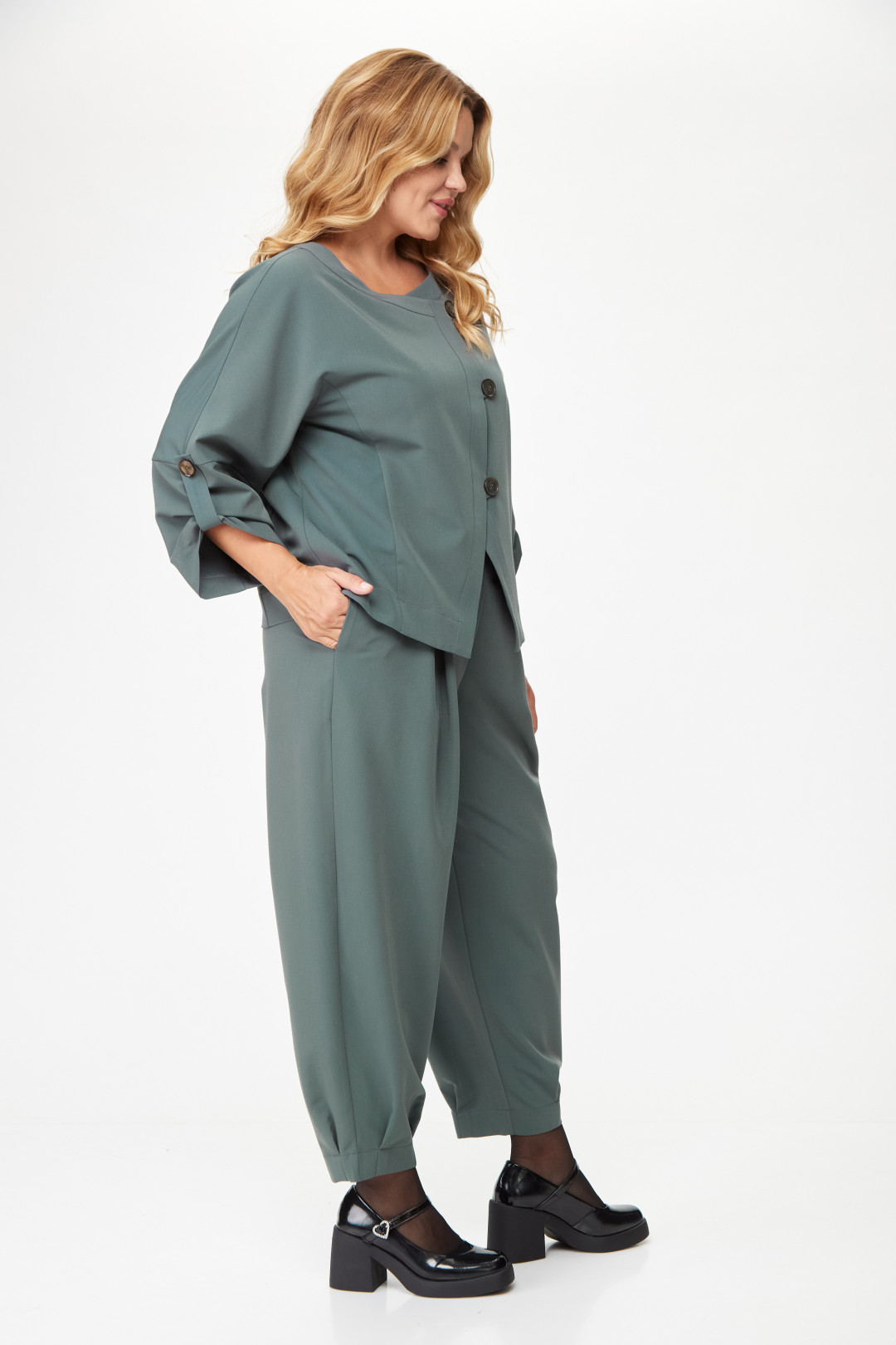 Костюм Мишель Шик 1355 зеленый, графит - фото 5